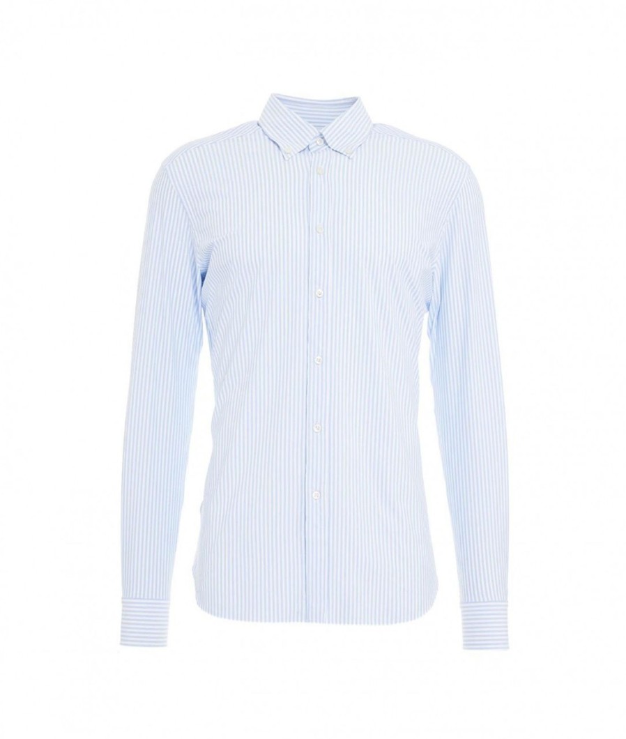 Gender Camicia A Righe A Contrasto Azzurro Wholesale