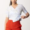 Alessia Santi Camicia Crop Con Nodo Frontale E Disegni Floreale Glass-Oro Online