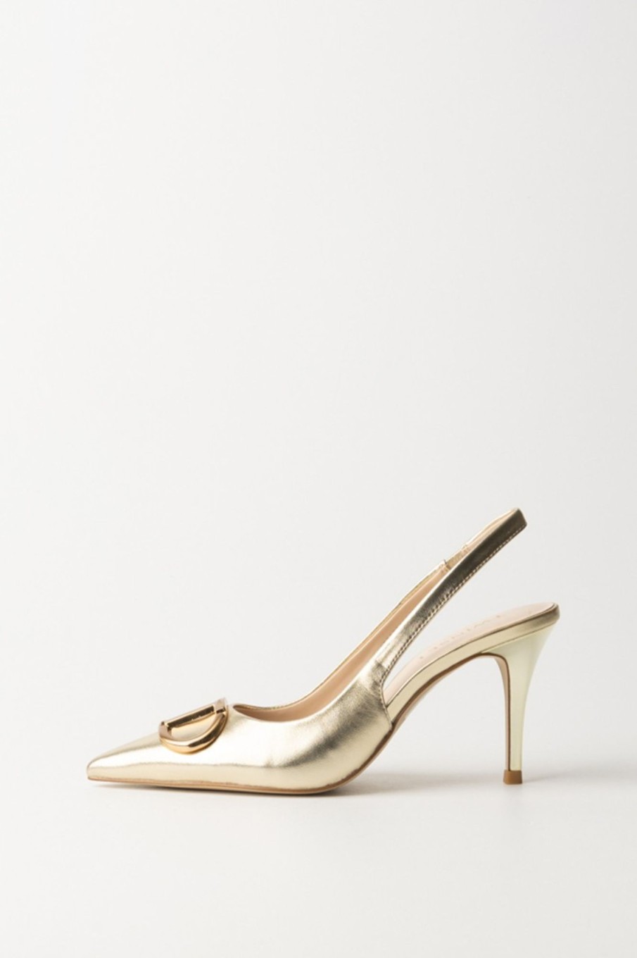 Twin-Set Slingback In Pelle Con Logo Oro Clearance