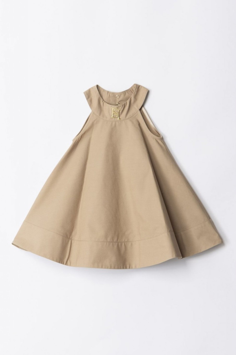 ELISABETTA FRANCHI BAMBINA Abito Ampio Con Ricamo Logo Sand Clearance