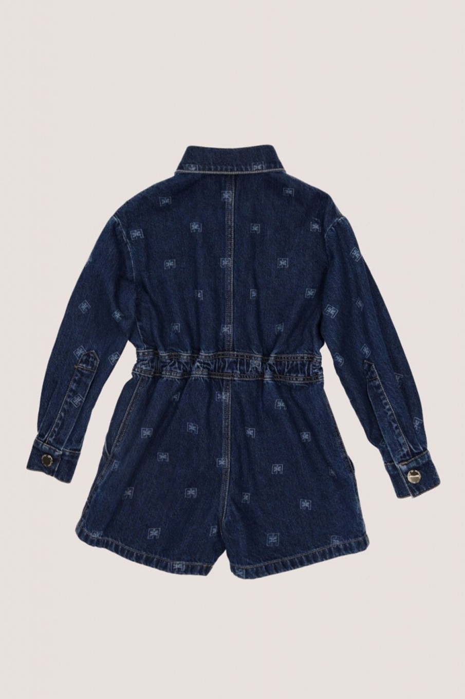 ELISABETTA FRANCHI BAMBINA Tuta In Denim Con Logo All-Over Blu Scuro Best