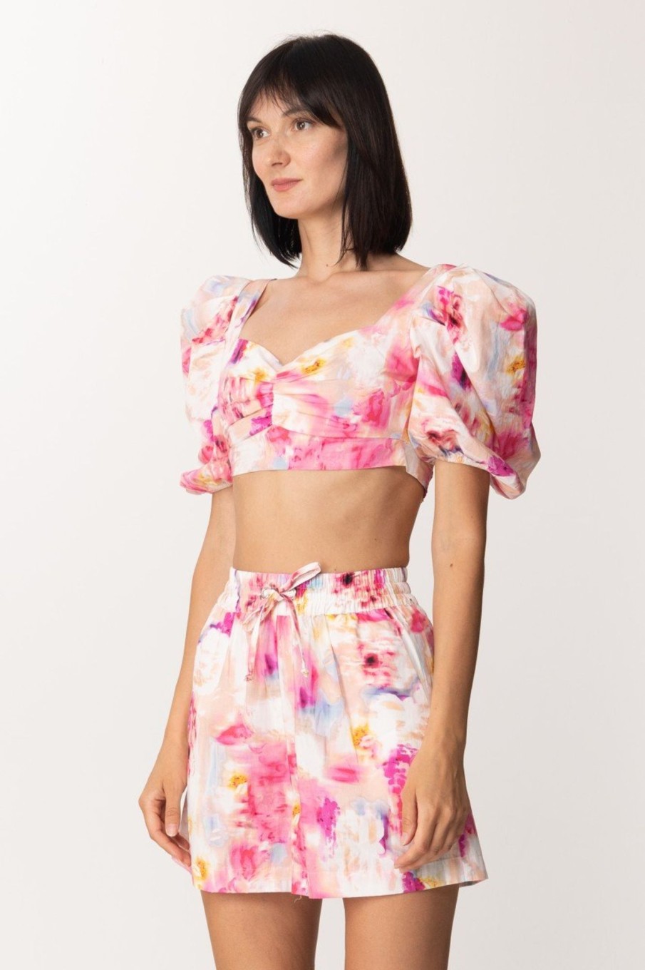 Twin-Set Top Con Stampa Floreale Shades Of Hot Pink Hot