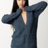 Patrizia Pepe Maxi Cardigan Con Scollo A V Petrol Blue New