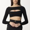 Elisabetta Franchi Crop Top In Viscosa Con Cut-Out Nero Wholesale