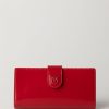 Pinko Portafogli In Pelle Liscia Con Logo Rosso-Block Color New