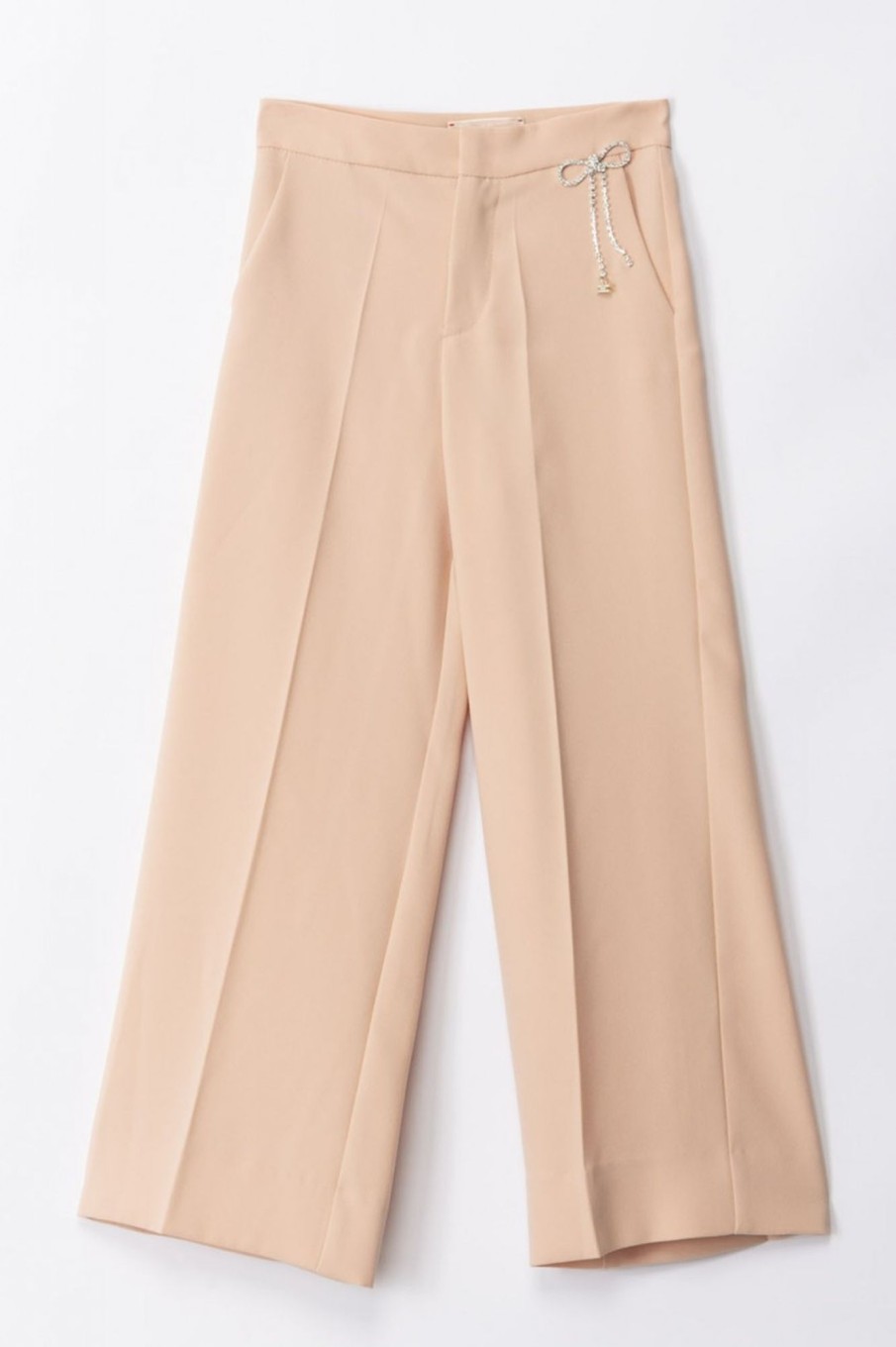 ELISABETTA FRANCHI BAMBINA Pantalone In Crepe Con Fiocco E Strass Desert Roses Online