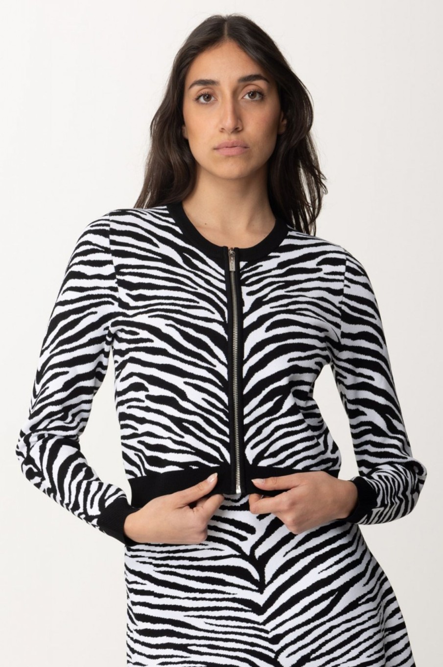 Michael Kors Pullover Con Motivo Zebrato Black/White Online