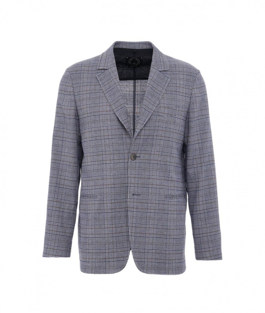 T Jacket Blazer In Principe Di Galles Blu Online