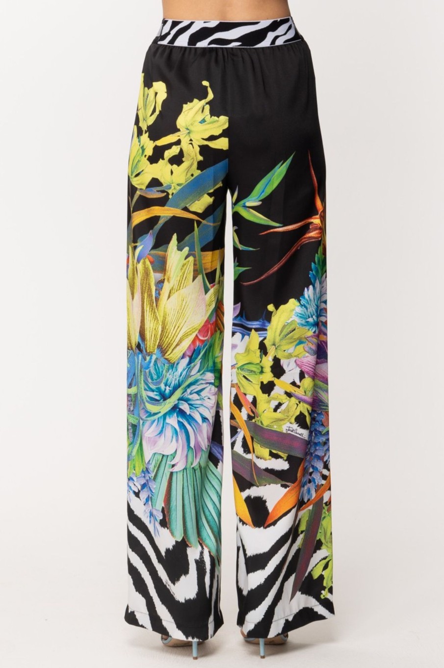 Just Cavalli Pantaloni Flare Con Stampa Zebra Floreale Black Best