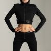 Patrizia Pepe Giacca Crop Con Zip E Cintura Nero Best