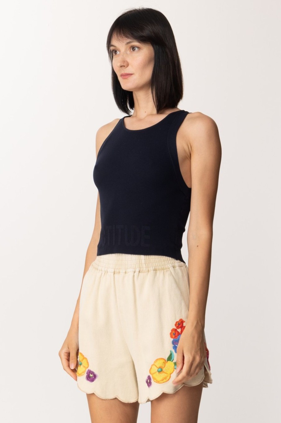 Twin-Set Top In Maglia Crop Actitude Space Blue Clearance