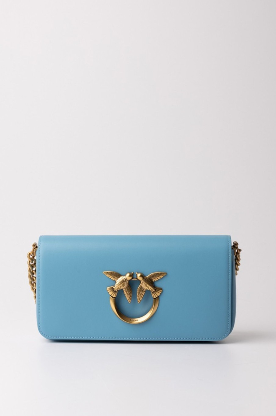 Pinko Love Click Baguette Mini Bag Azzurro Cielo-Antique Gold Best