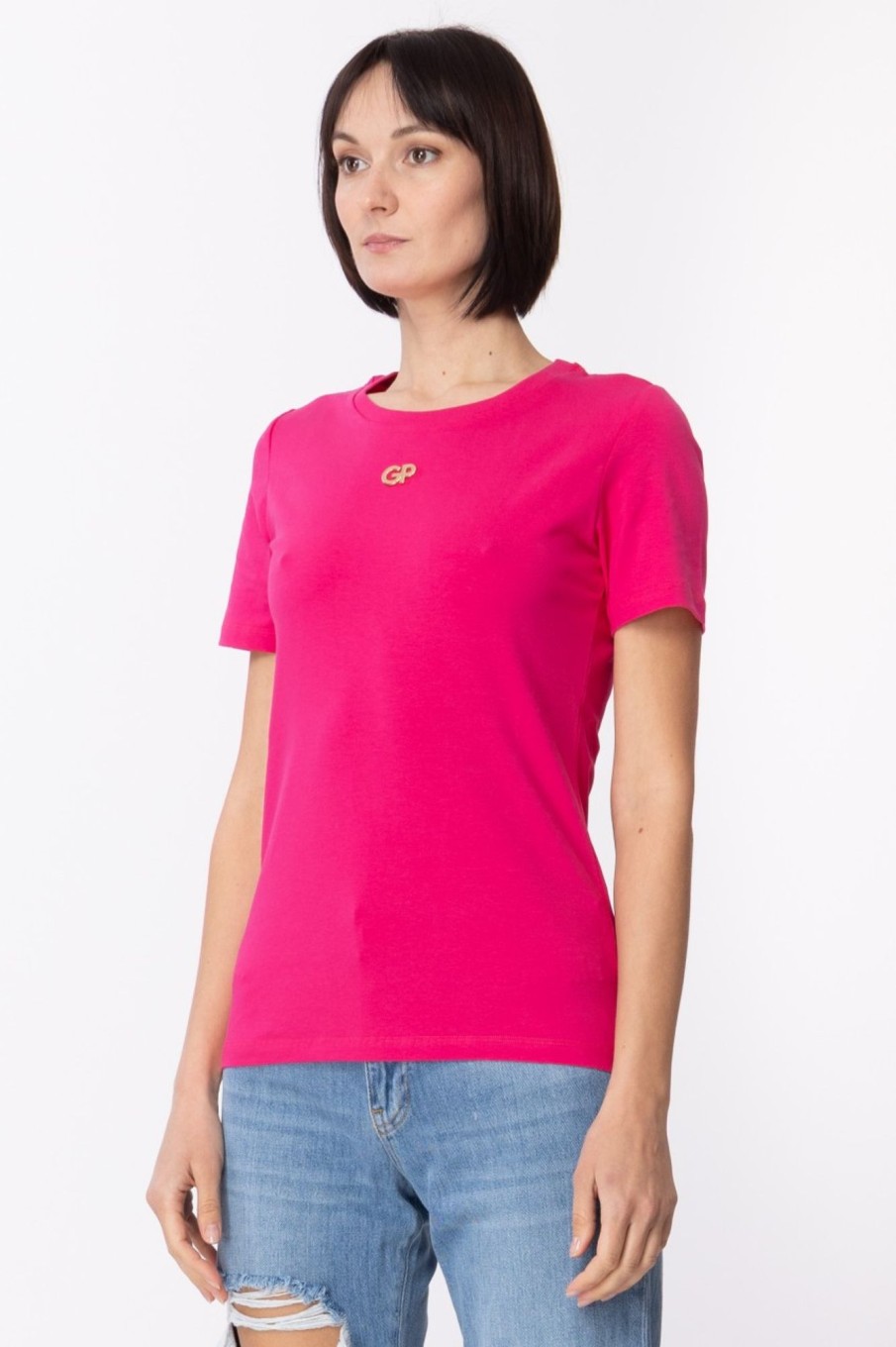 Gaelle Paris T-Shirt In Bielastico Con Logo Fucsia Clearance