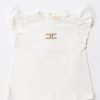 ELISABETTA FRANCHI BAMBINA T-Shirt Con Maniche A Volant Ivory/Naked Embroidery Wholesale