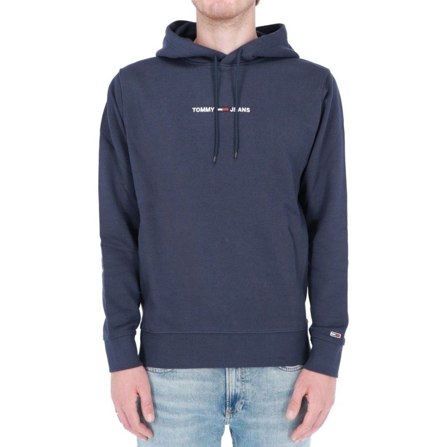 Tommy Hilfiger Felpa Toy Hilfiger Uoo Liear Logo Hood Fleece C87 Twilightnavy Online