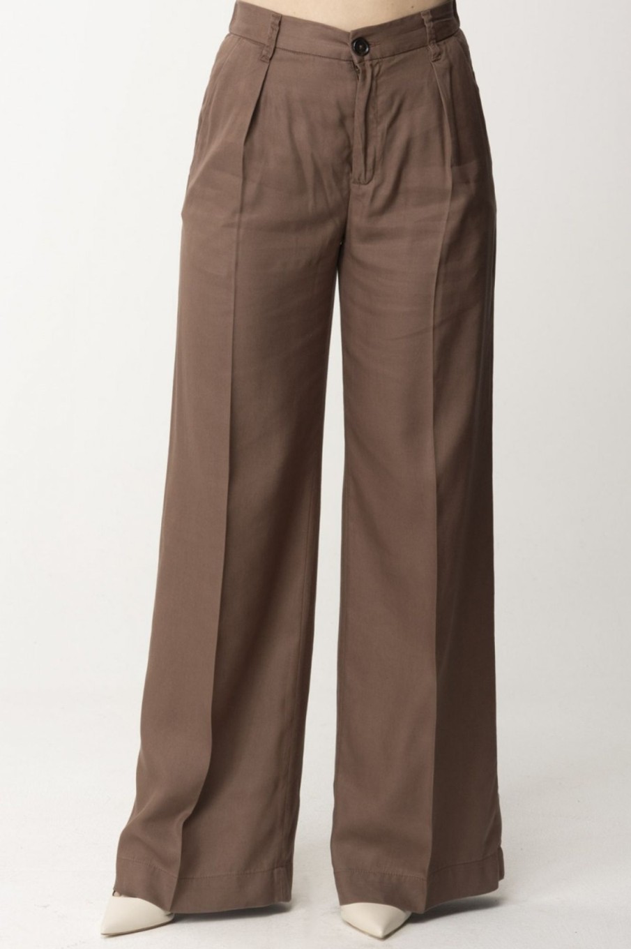 Pinko Pantaloni Wide Leg Marrone Castano Best