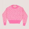 ELISABETTA FRANCHI BAMBINA Maglia Con Pattern Logo Cc Pink Fluo/Nero Online