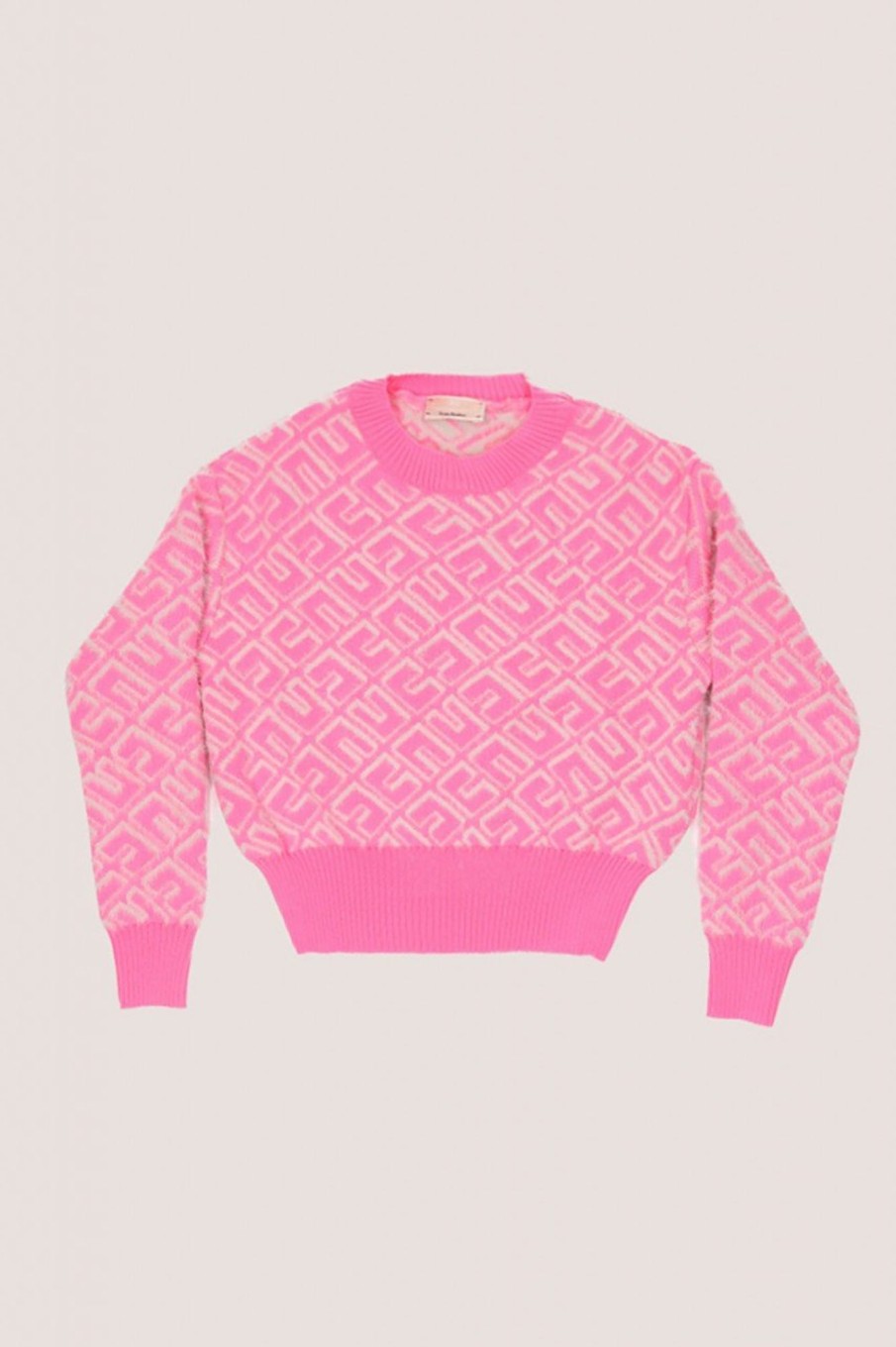 ELISABETTA FRANCHI BAMBINA Maglia Con Pattern Logo Cc Pink Fluo/Nero Online