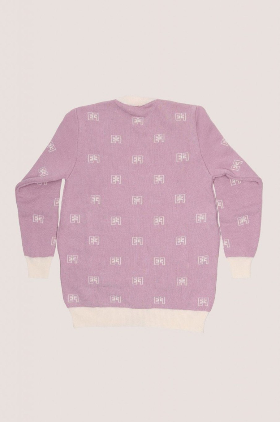 ELISABETTA FRANCHI BAMBINA Cardigan In Tricot Jacquard Con Logo Soft Berry/Burro Hot