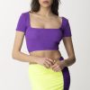 Me Fui Top Color Block In Lycra Goffrata Purple Best