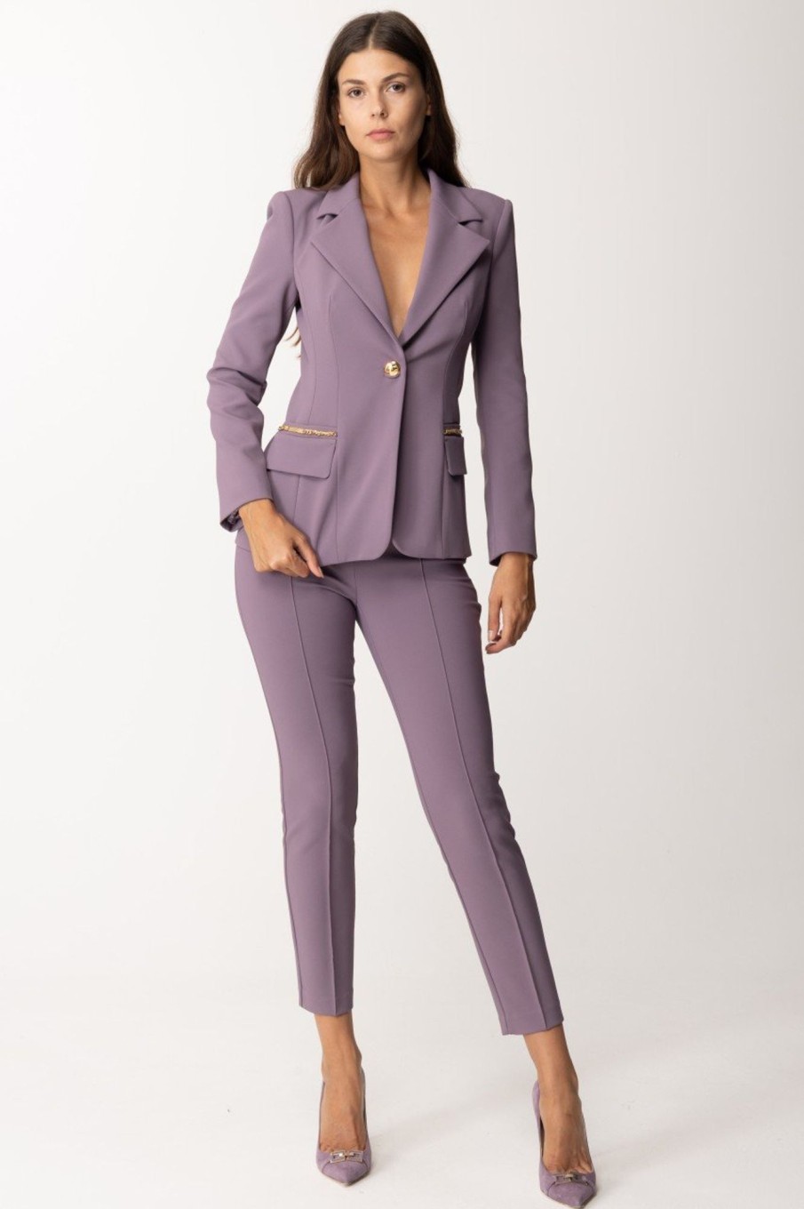 Elisabetta Franchi Giacca Con Accessori Gold Candy Violet Online