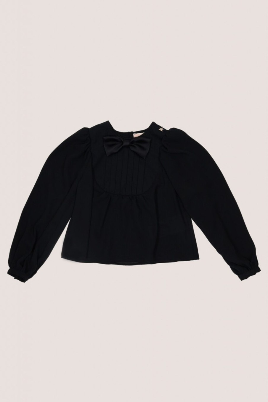 ELISABETTA FRANCHI BAMBINA Camicia In Georgette Con Plastron E Fiocco Nero Clearance