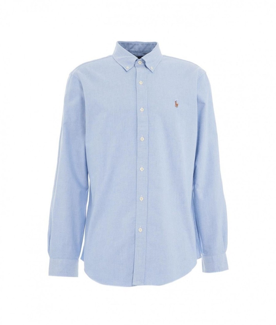 Polo Ralph Lauren Camicia Con Ricamo Del Logo Azzurro Hot