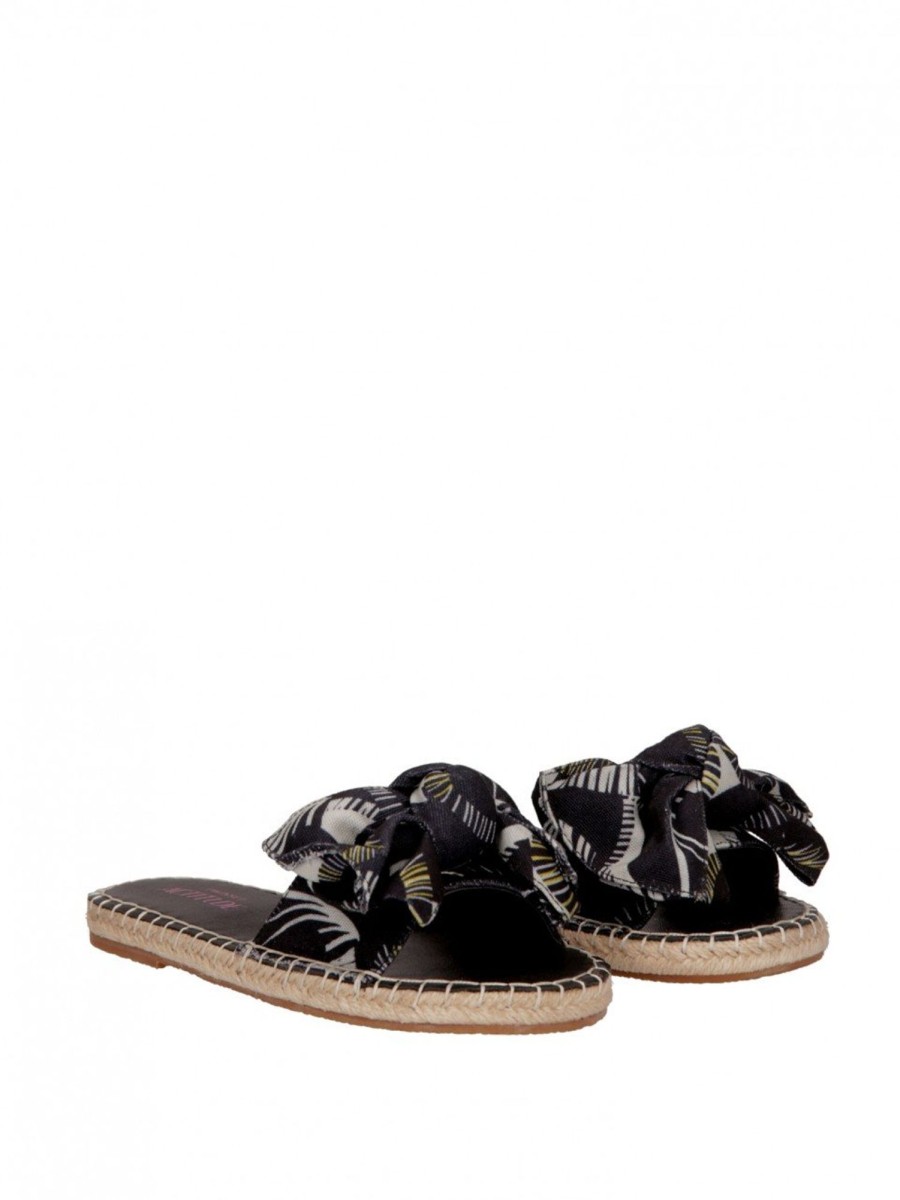 Twin-Set Sandali Flat Con Fiocco Leaves Chantilly/Nero Best