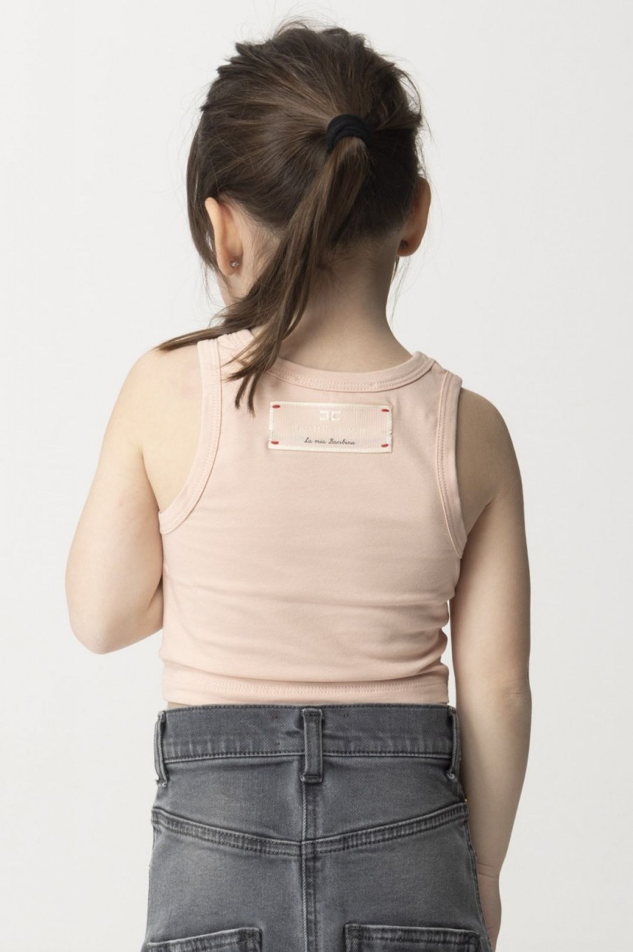 ELISABETTA FRANCHI BAMBINA Canotta Con Etichetta Logo Sul Retro Desert Roses Wholesale