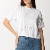 Elisabetta Franchi T-Shirt Con Logo E Charms Gesso Best