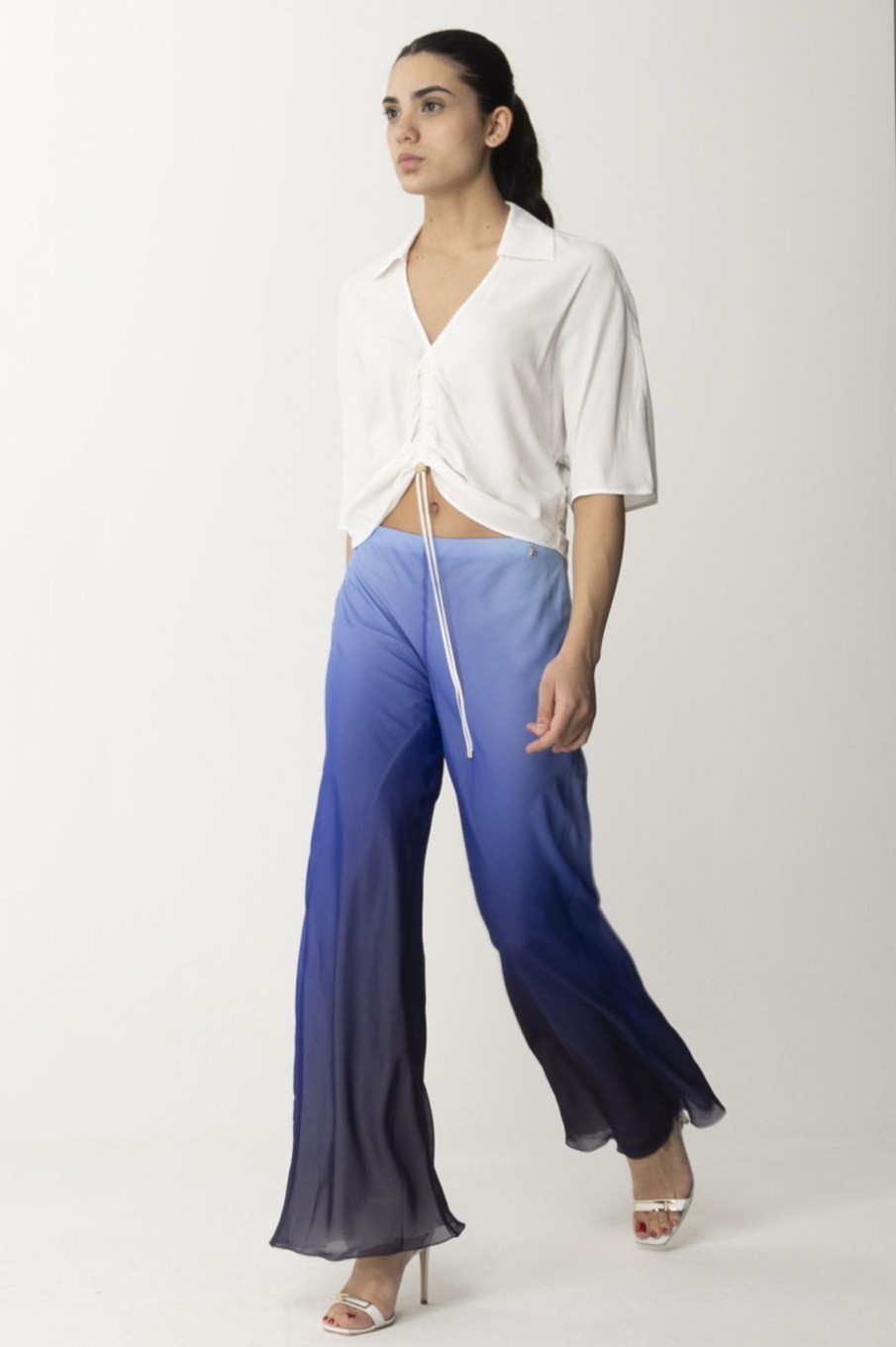 Patrizia Pepe Pantaloni In Chiffon Con Stampa Degrad00E8 Waveprintdegrad Best