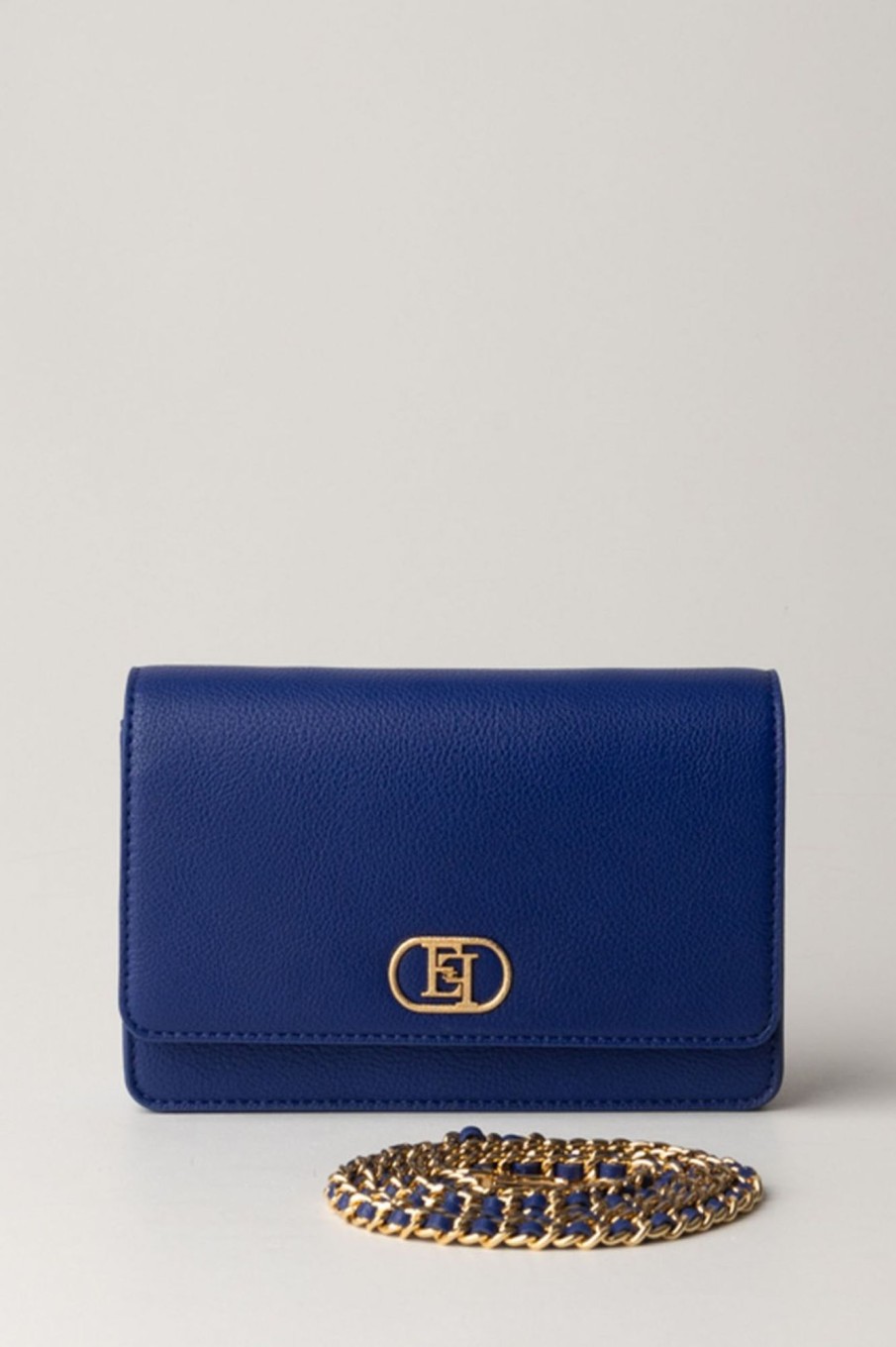 Elisabetta Franchi Borse A Tracolla Logo Ef Diamantato Blue Indaco Wholesale