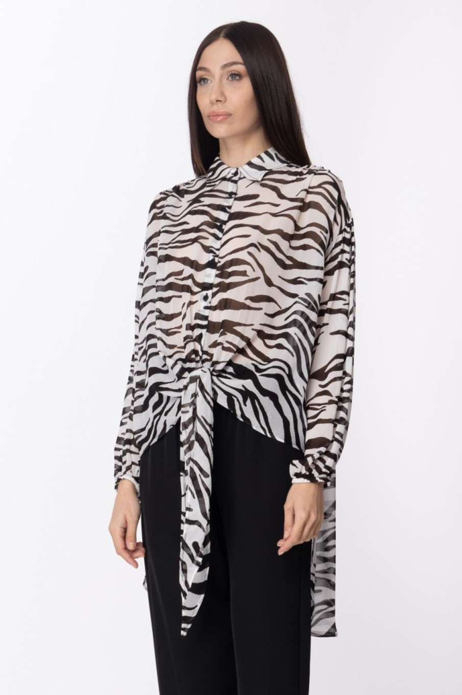 Aniye By Blusa Animalier Asimmetrica Zibra Best