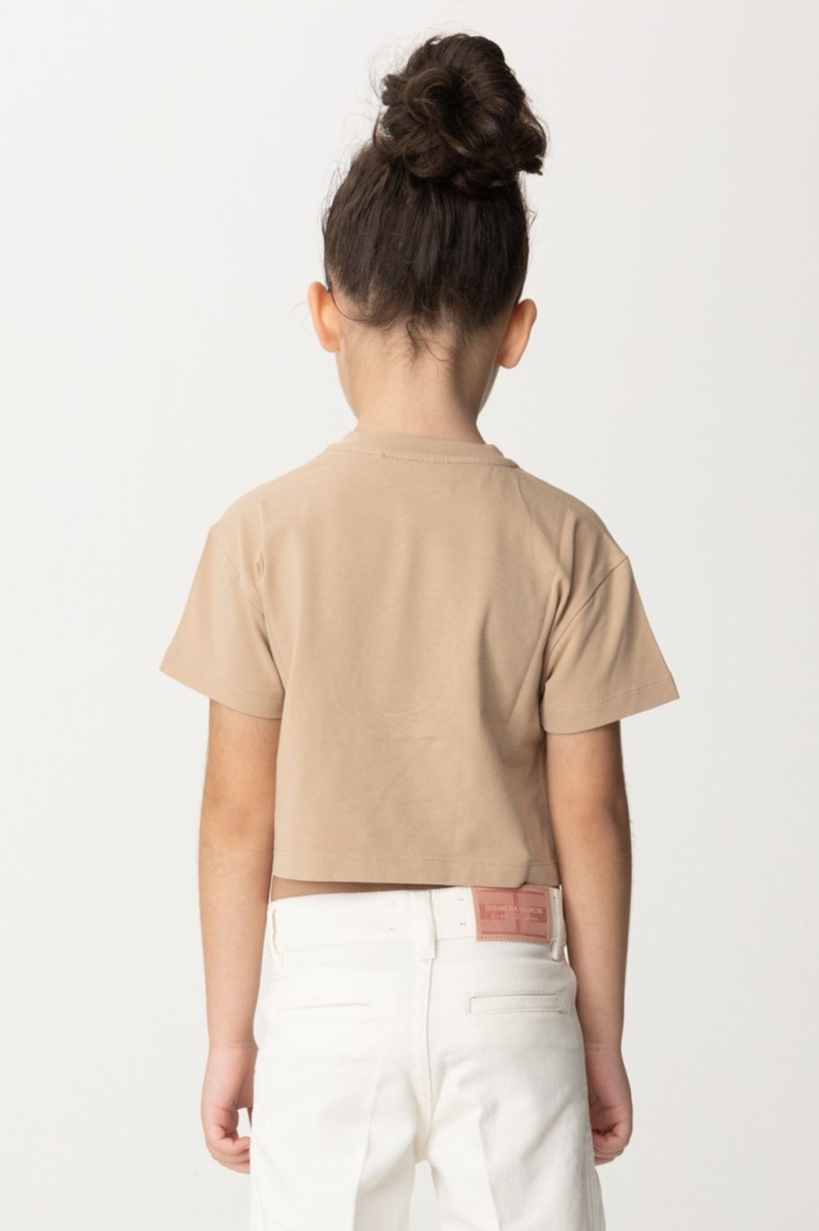 ELISABETTA FRANCHI BAMBINA T-Shirt Con Ricamo Stemma Sand Hot