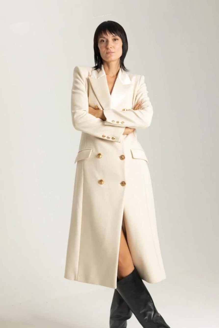 Elisabetta Franchi Cappotto Taglio Smoking Burro Hot