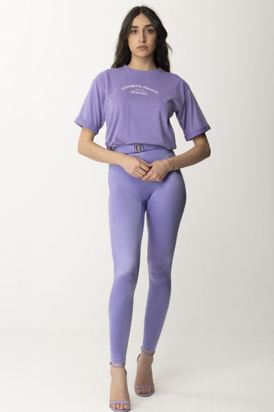 Elisabetta Franchi Leggings In Lycra Con Logo Iris Hot