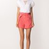 Twin-Set Shorts In Cotone Con Cintura E Risvolti Rosa Shock Online