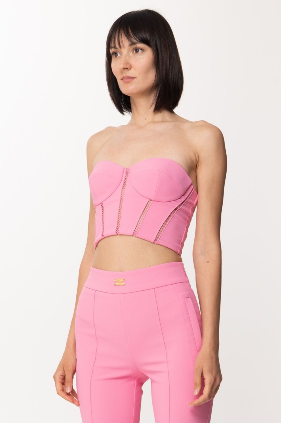 Elisabetta Franchi Top Bustier Con Motivo A Jour Bubble Wholesale