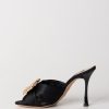 Elisabetta Franchi Sandali Slider In Raso Nero Online