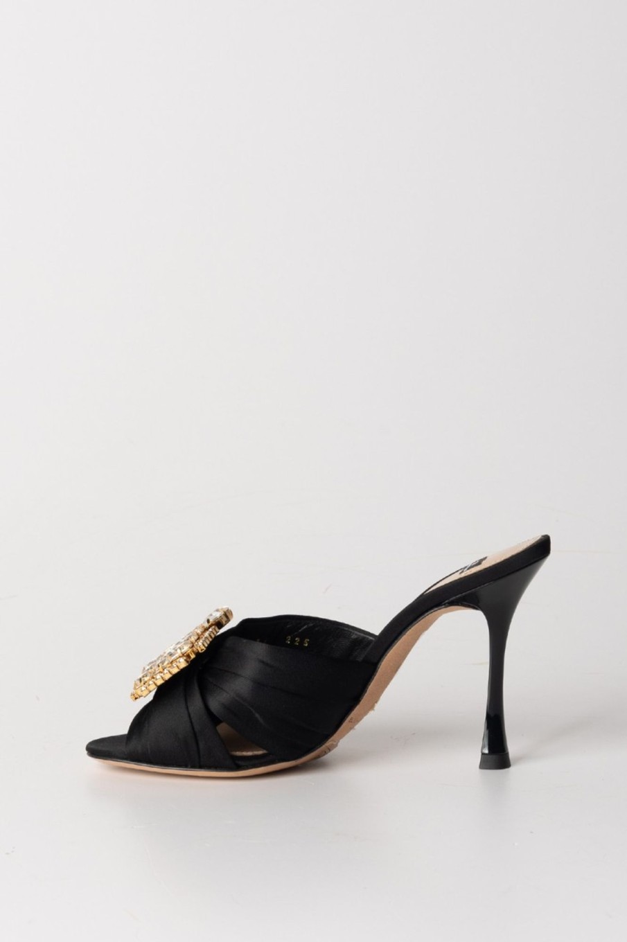 Elisabetta Franchi Sandali Slider In Raso Nero Online