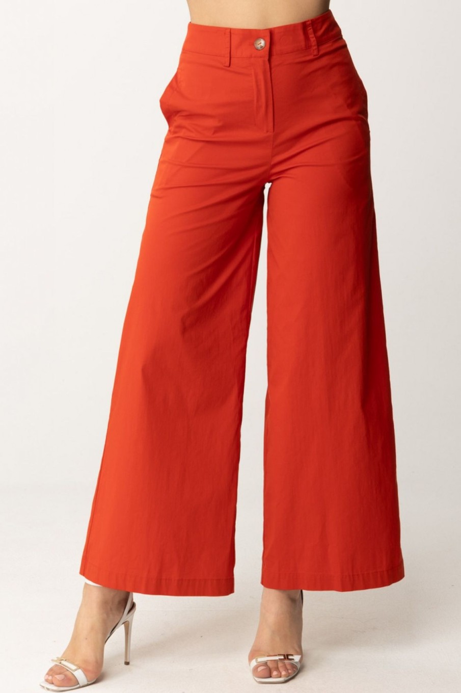 Alessia Santi Pantaloni Palazzo In Cotone Lava Clearance