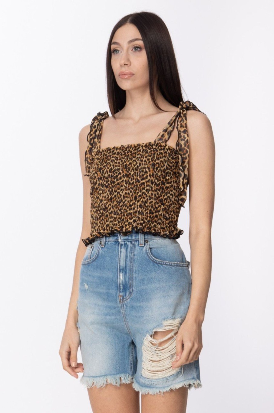 Aniye By Top Kissy Arricciato Stampa Animalier Leopard Clearance