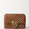 Pinko Love One Mini Bag Trapuntata Marrone - Leone-Antique Gold Online