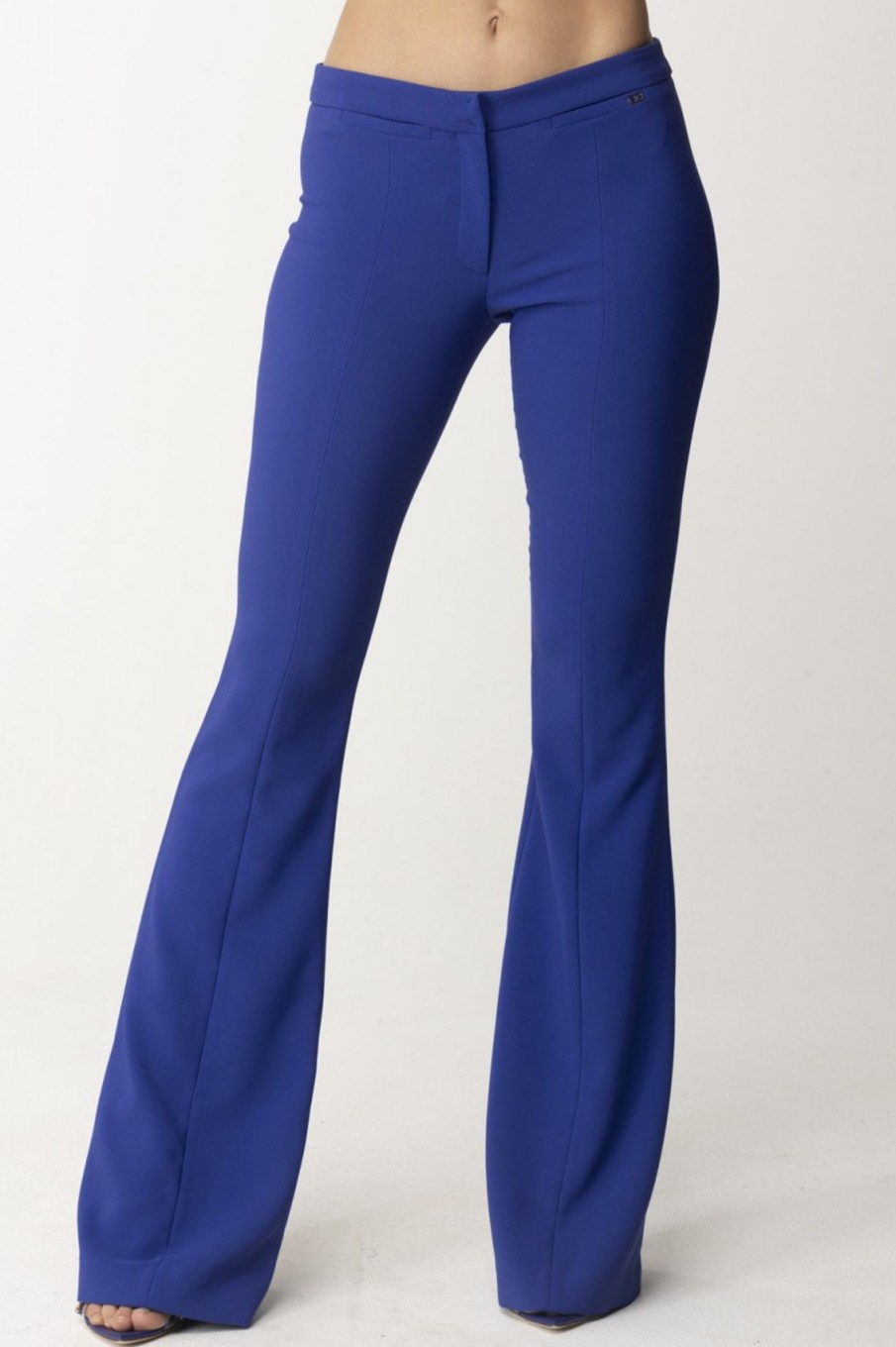 Elisabetta Franchi Pantaloni A Zampa In Crepe Blue Indaco Wholesale