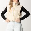 Pinko Gilet Corto Imbottito Con Collo Alto In Tecnotela Beige Nebbia Clearance