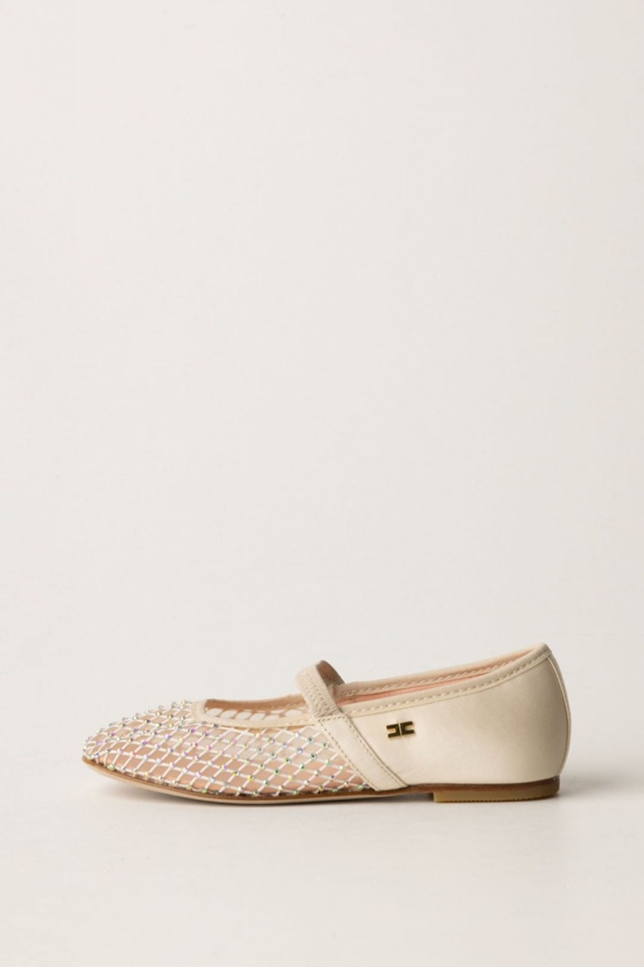 ELISABETTA FRANCHI BAMBINA Ballerine A Rete Con Strass Butter Hot