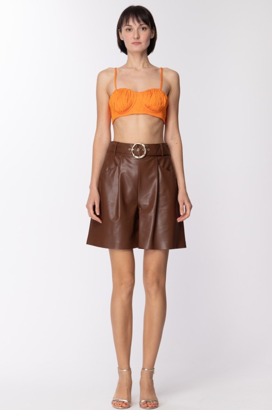 Simona Corsellini Crop Top Con Coppe Effetto Bustier Aperol Clearance