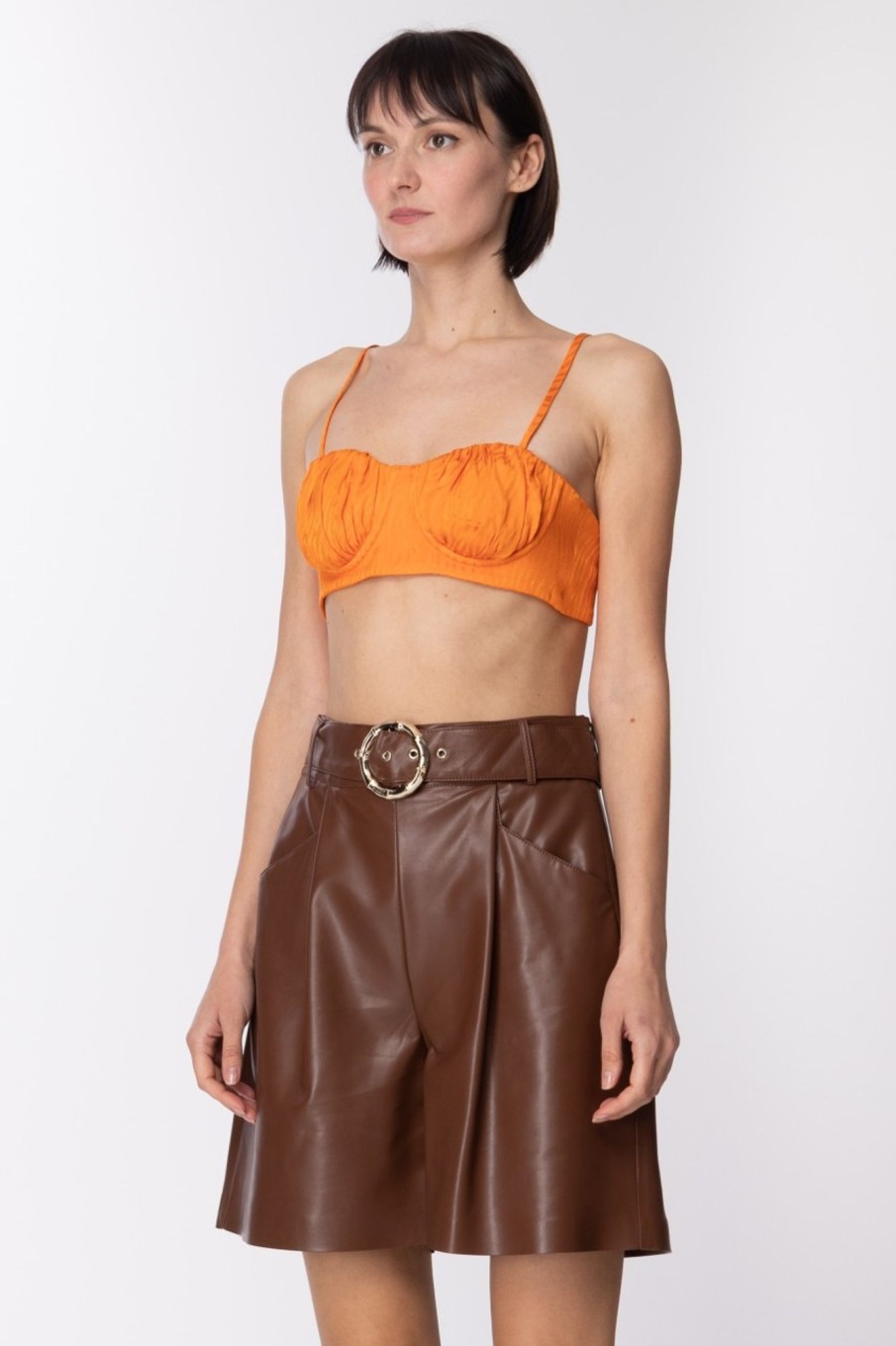 Simona Corsellini Crop Top Con Coppe Effetto Bustier Aperol Clearance