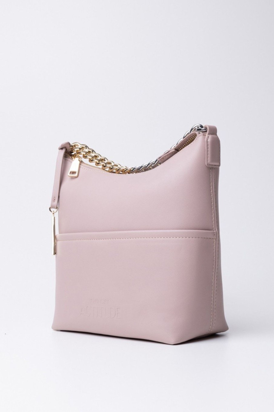 Twin-Set Mini Hobo Bag Con Catena E Charm Logato Rosa Vintage Clearance