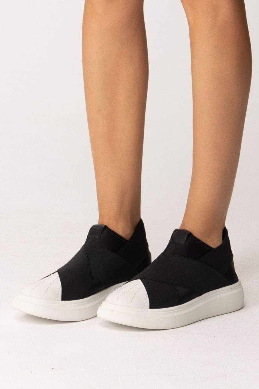 Fessura Sneaker Slip-On In Tessuto Black/White New